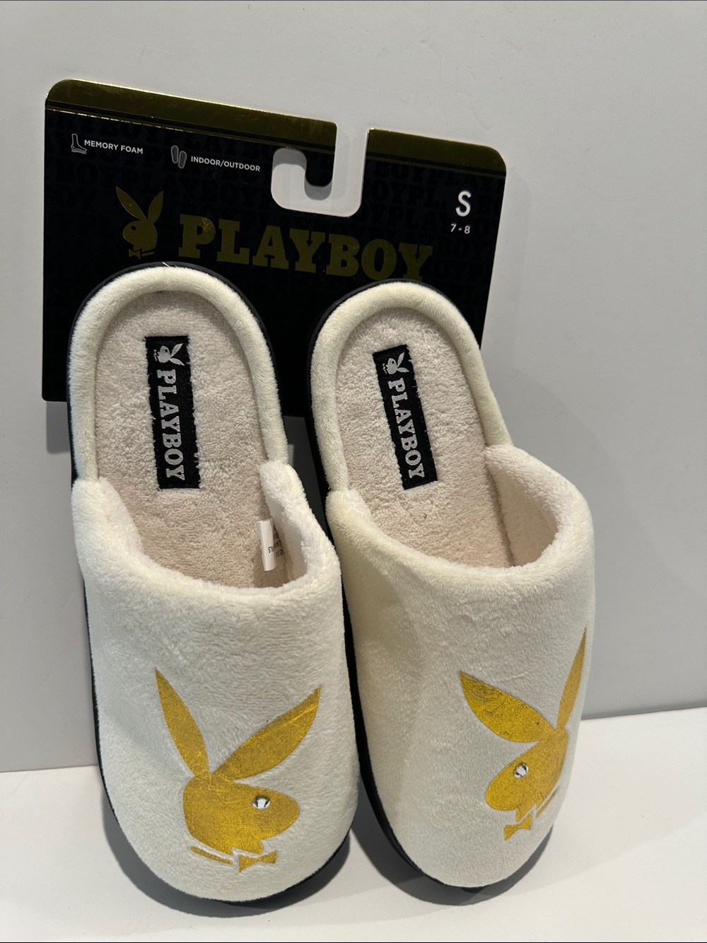 NWT Playboy Memory Foam Indoor/Outdoor Slippers - Size S (7-8)